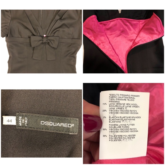 Dsquared2 Black Bow Fitted Sheath Dress SZ 44 8 6 - Picture 9 of 9